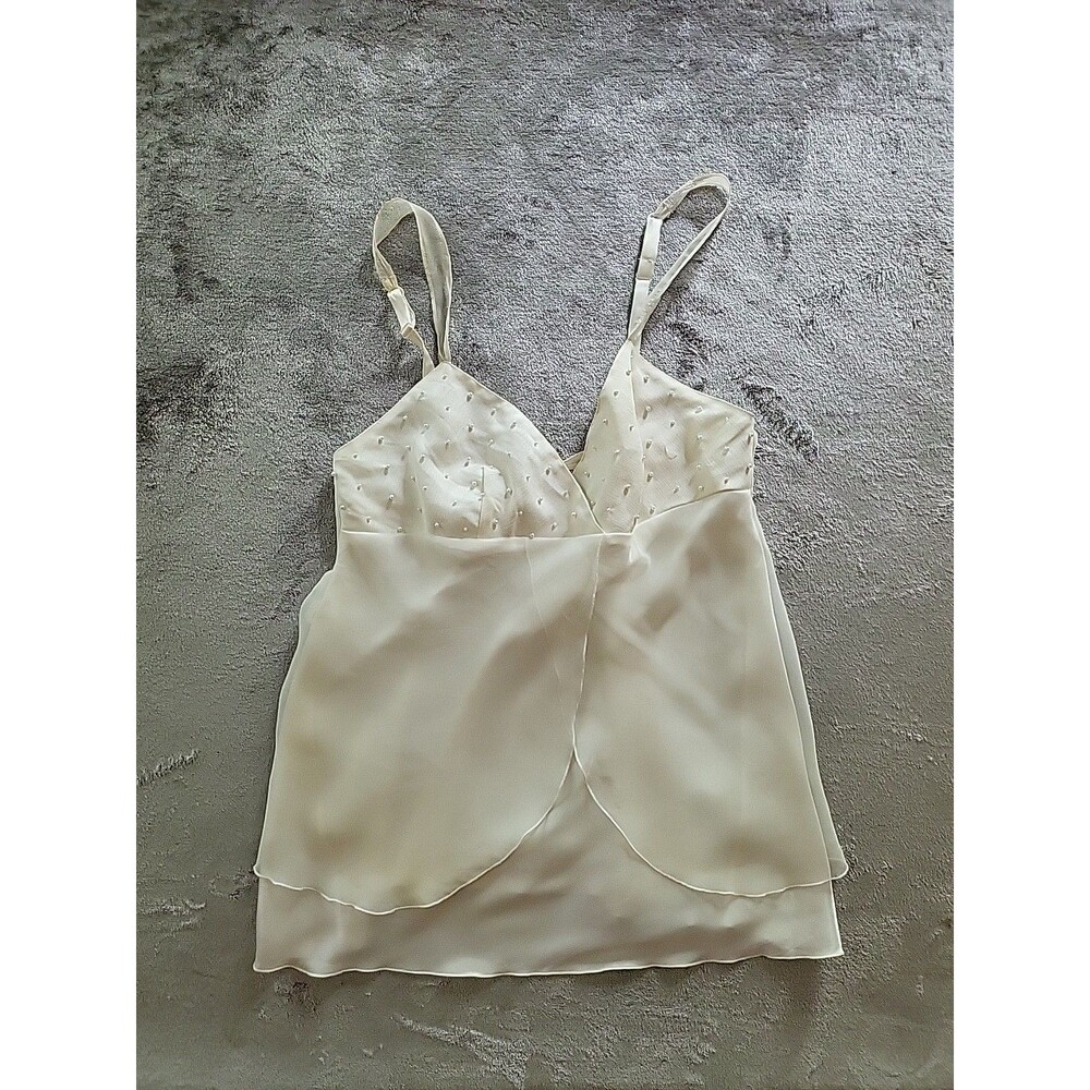 Victoria Secret Cami Women's Medium Ivory   Pearl  Babydoll Chemise 60s Y2k Vtg